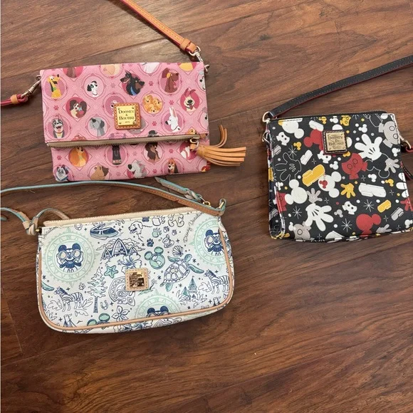 Dooney & Bourke Pink Disney Characters Foldover Crossbody Bag - Picture 1 of 14